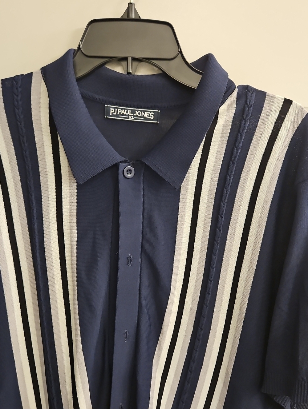 PJ Paul Jones Navy Striped Men's Polo
